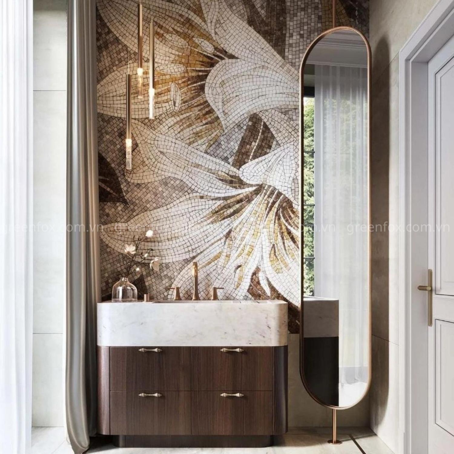 gạch mosaic nghệ thuật ốp tường cao cấp sang trọng