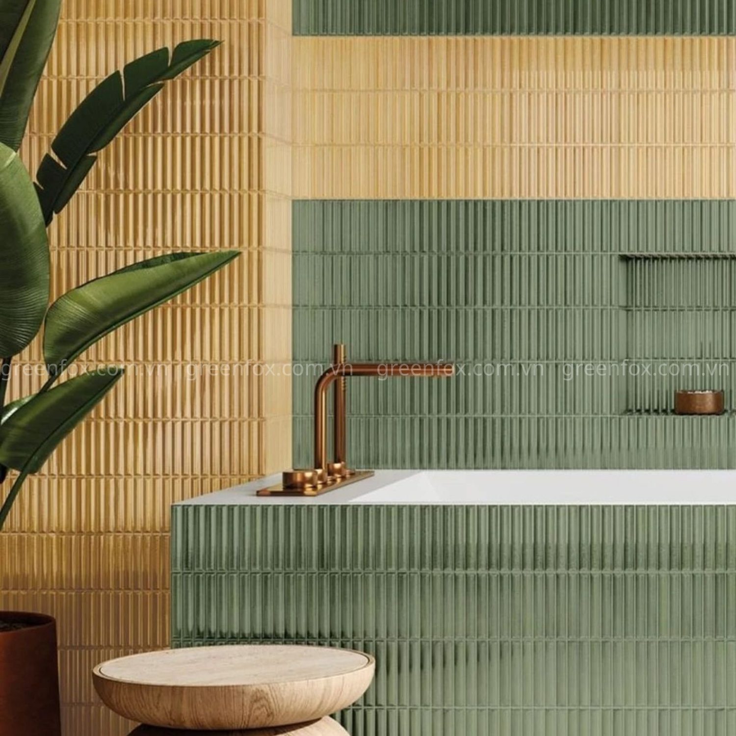 gạch mosaic xanh chuyển sắc gạch ốp tường trang trí đẹp