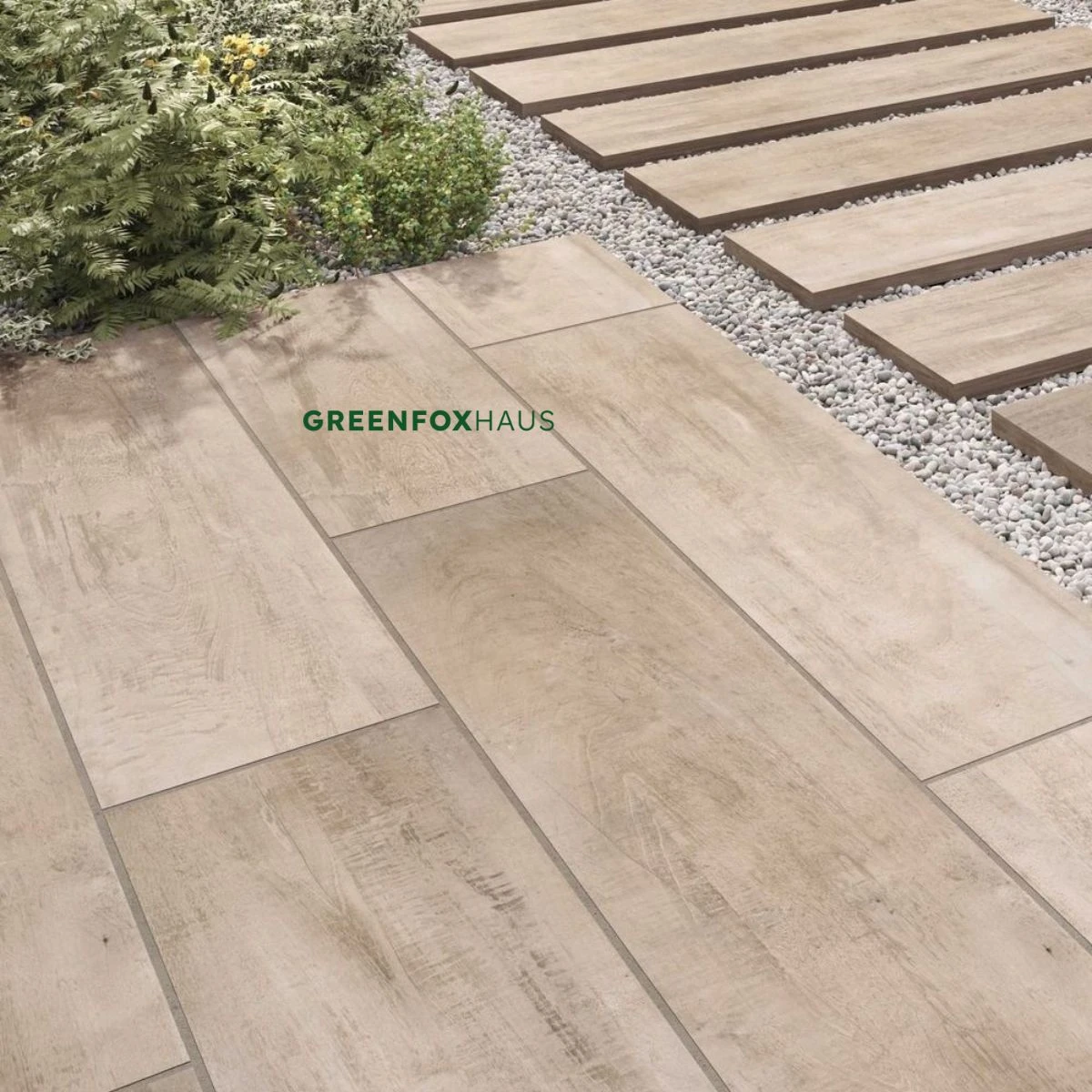 Gạch porcelain giả gỗ ngoài trời lát sân vườn chống thấm và chịu lực bền bỉ