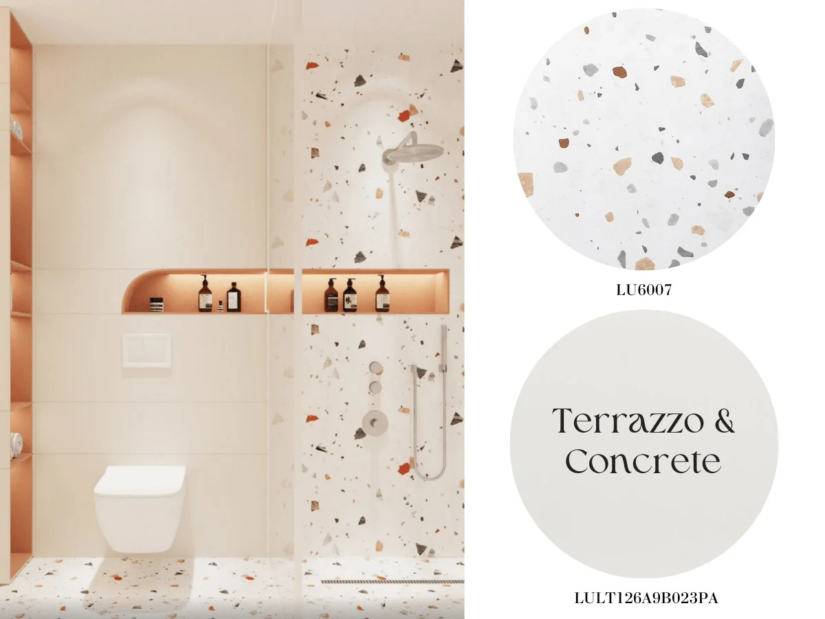 Gạch Terrazzo LU6007 kết hợp gạch xi măng LULT126A9B023PA