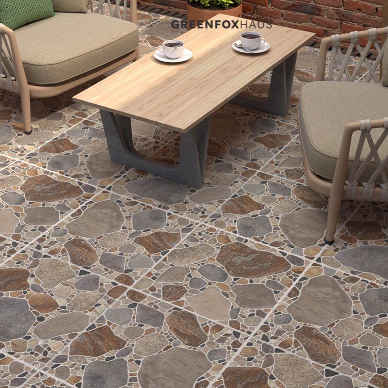 phối cảnh gạch lát nền sân vườn giả sỏi