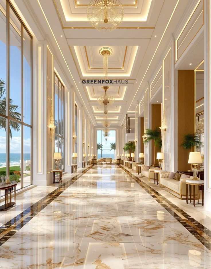 Gạch mable trắng vân vàng cho sảnh khách sạn 