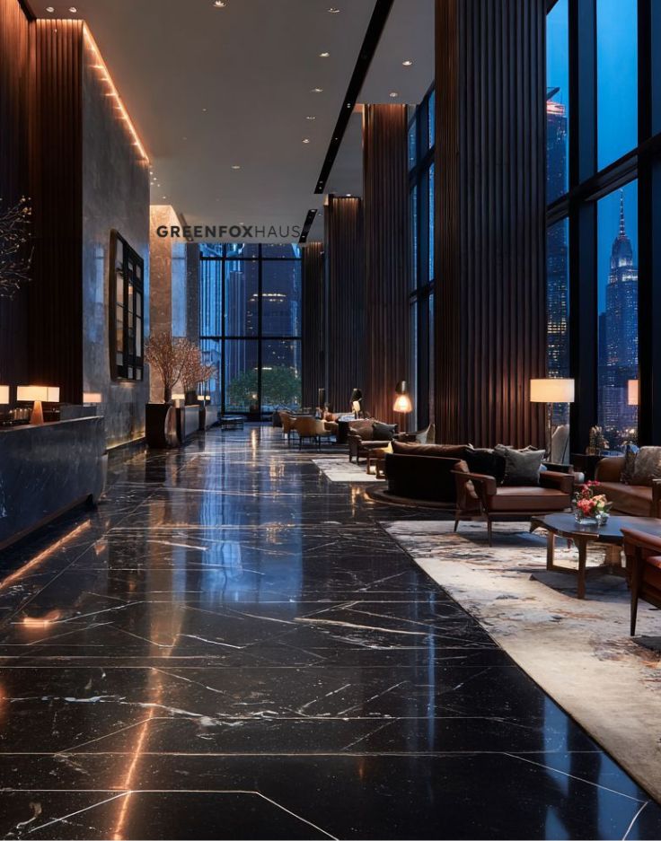 Gạch mable đen cho sảnh khách sạn sang trọng