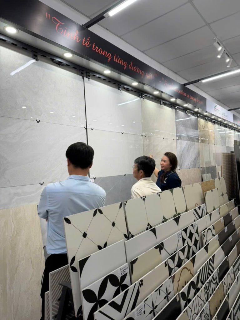 gạch ốp lát cao cấp cho phòng khách hiện đại