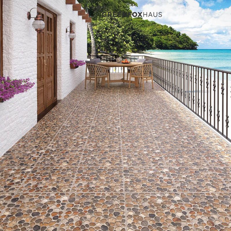 phối cảnh gạch lát nền sân vườn giả sỏi