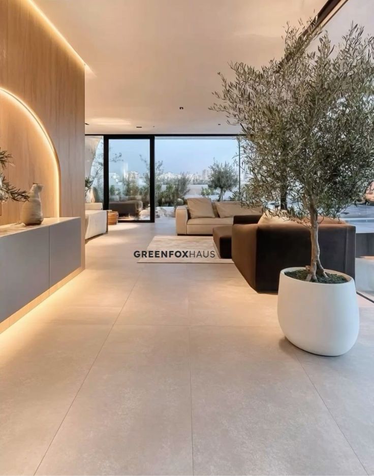 Gạch lát nền vân xi măng màu xám cho phòng khách phong cách tối giản