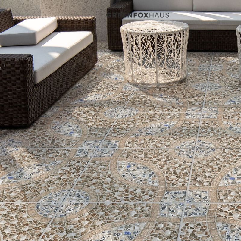 phối cảnh gạch lát nền sân vườn giả sỏi