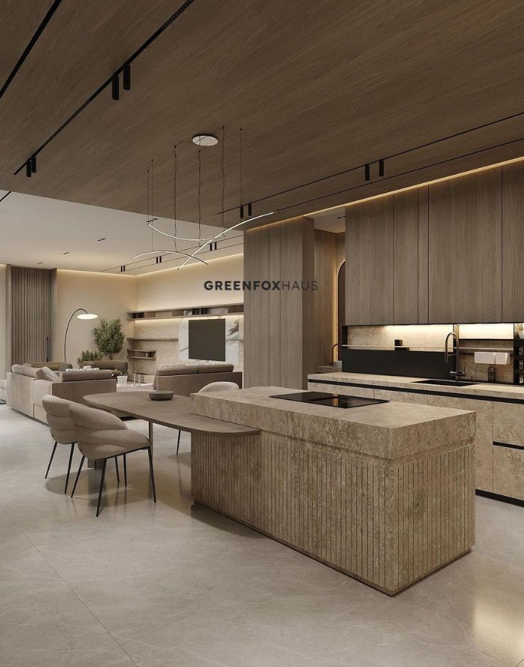 Gạch ốp lát sàn phòng bếp phong cách tối giản