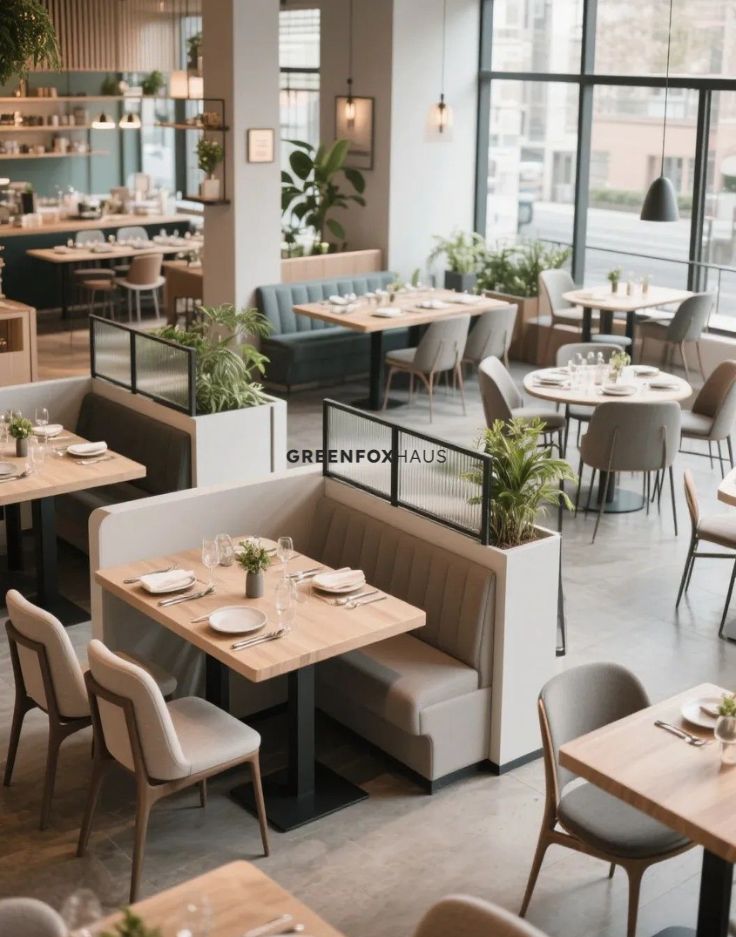 Gạch ốp lát sàn nhà hàng hiện đại màu xám