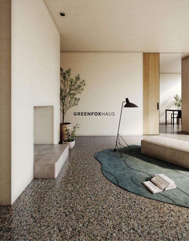 Gạch ốp lát terrazzo cho phòng khách phong cách tối giản