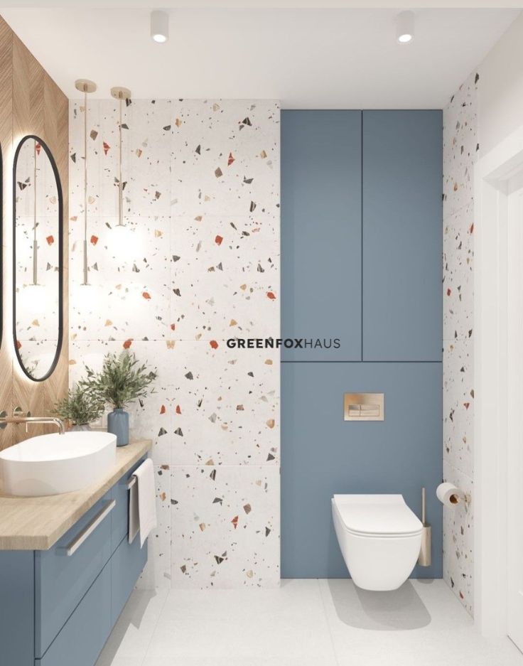 Gạch ốp lát vân terrazzo màu sáng cho phòng tắm