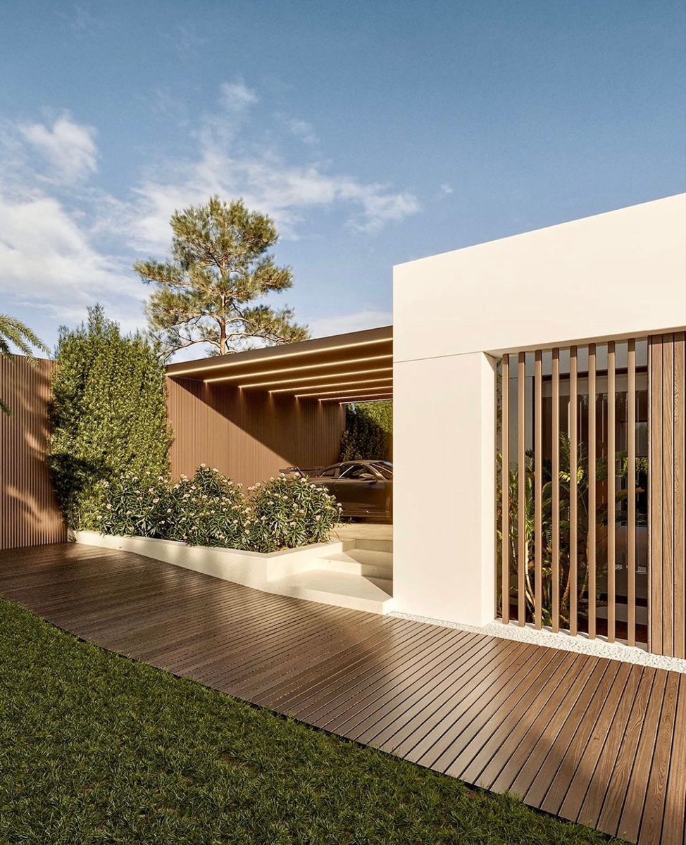 mẫu gạch ốp mặt tiền giả đá tông be sáng cùng ánh nhẹ, vân ngang mảnh nhìn “mềm” và sang. 