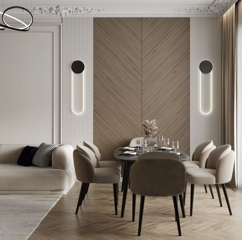 phòng ăn tông sáng ấm, nhẹ nhàng mà hiện đại.