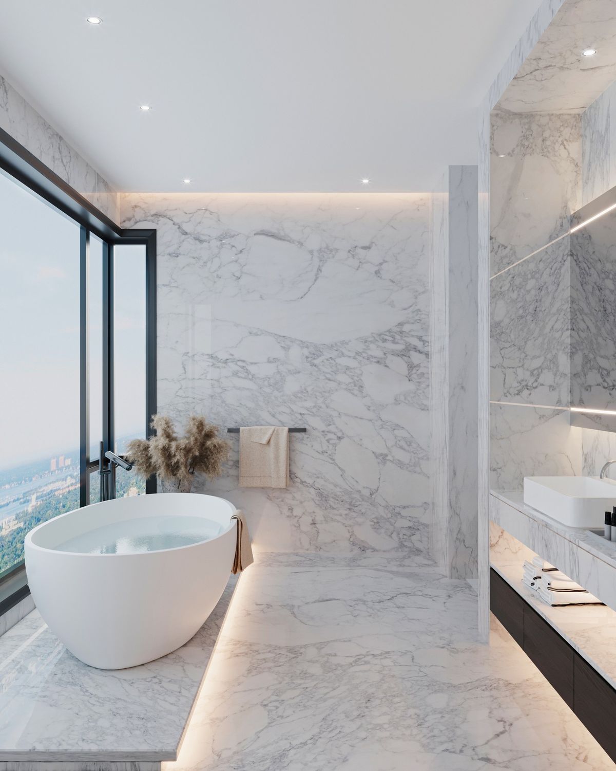 Gạch onyx/đá mây – phòng khách sang nhẹ, ánh sáng lên rất đẹp.