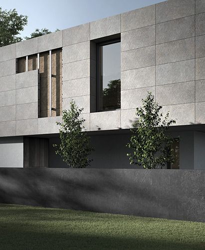 Mẫu gạch ốp mặt tiền 30×60 vân đá xám khổ vừa, bề mặt khỏe khoắn giúp mặt tiền sạch và sang hơn