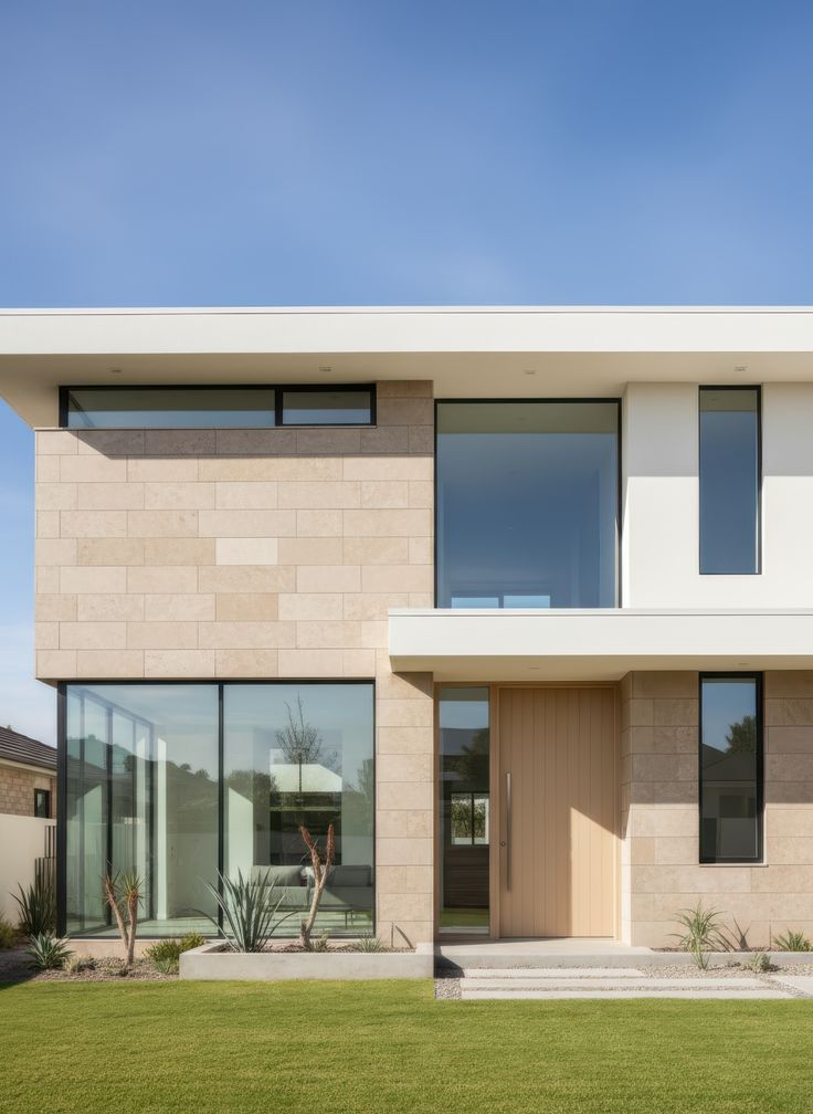 Ốp 30×60 theo mạch ngang giúp mặt tiền trông rộng hơn