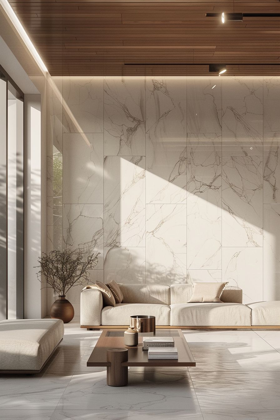 Tường vân marble sáng - Big slab 