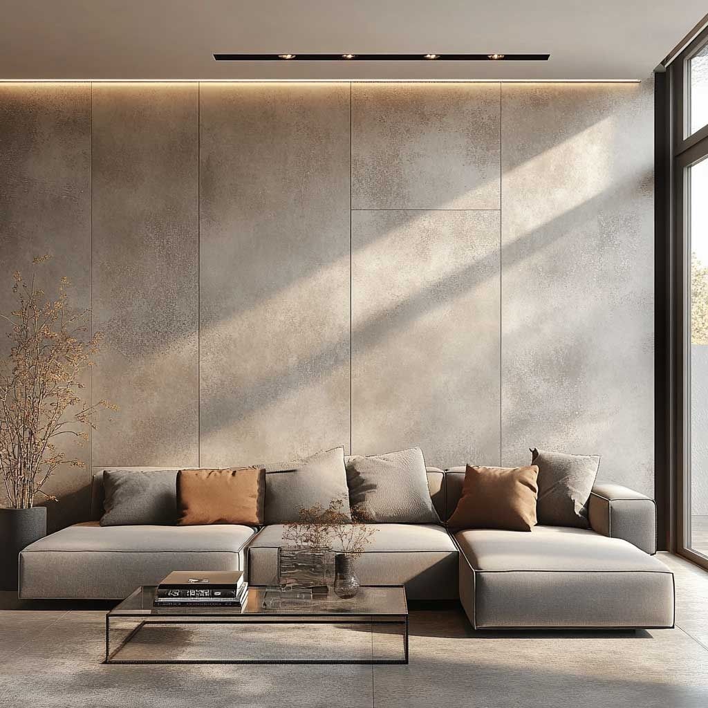 Gạch hiệu ứng xi măng ốp full mảng tường: tối giản mà vẫn có chiều sâu, hợp nhà hiện đại.