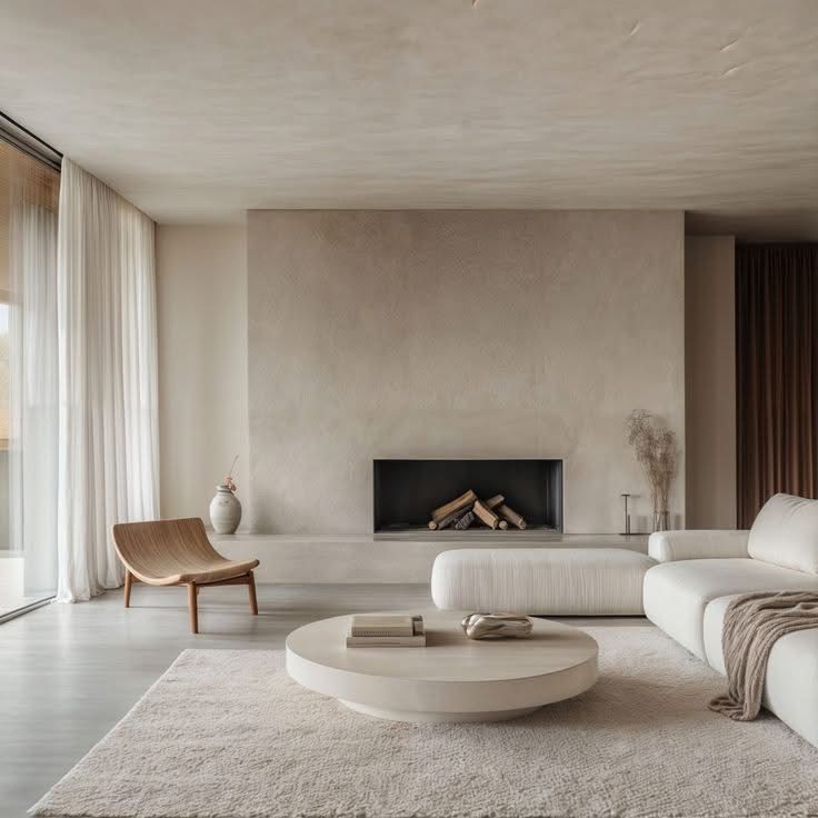 Gạch màu kem trung tính, ánh sáng tự nhiên làm không gian mềm và nhẹ mắt.