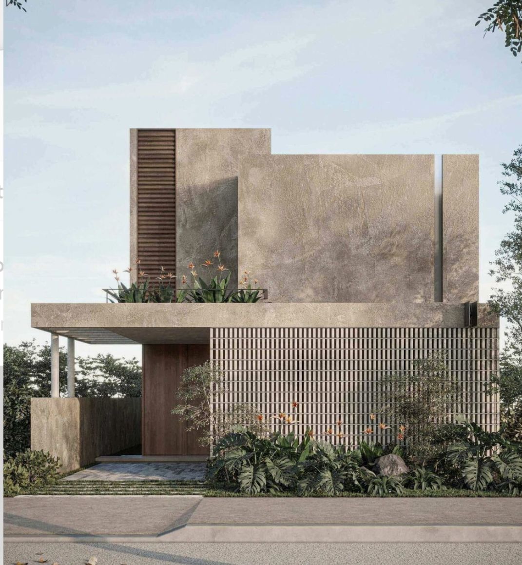 Gạch giả bê tông xám nhạt với hiệu ứng loang tự nhiên, giúp công trình trông mộc mạc nhưng vẫn sang trọng và tinh tế.