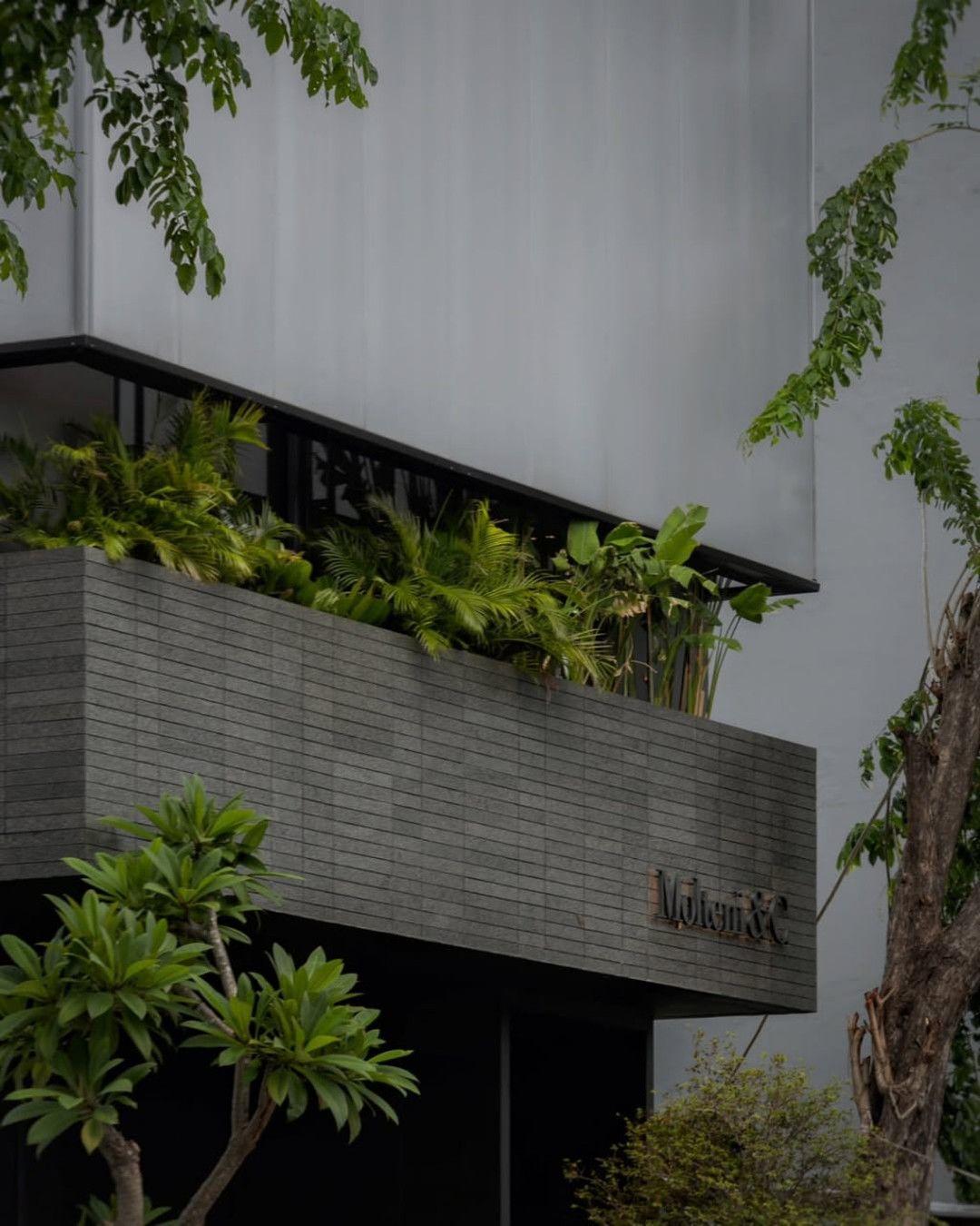 Gạch subway tile xám ốp mặt tiền mang lại vẻ đẹp tối giản và hiện đại.