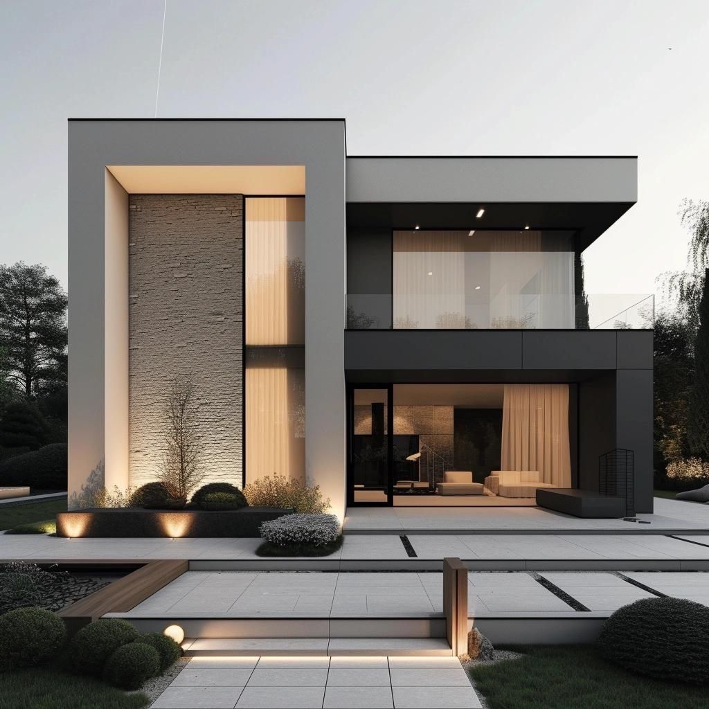 Chọn tông xám phù hợp tổng thể kiến trúc giúp mặt tiền hài hòa và không bị nặng nề.