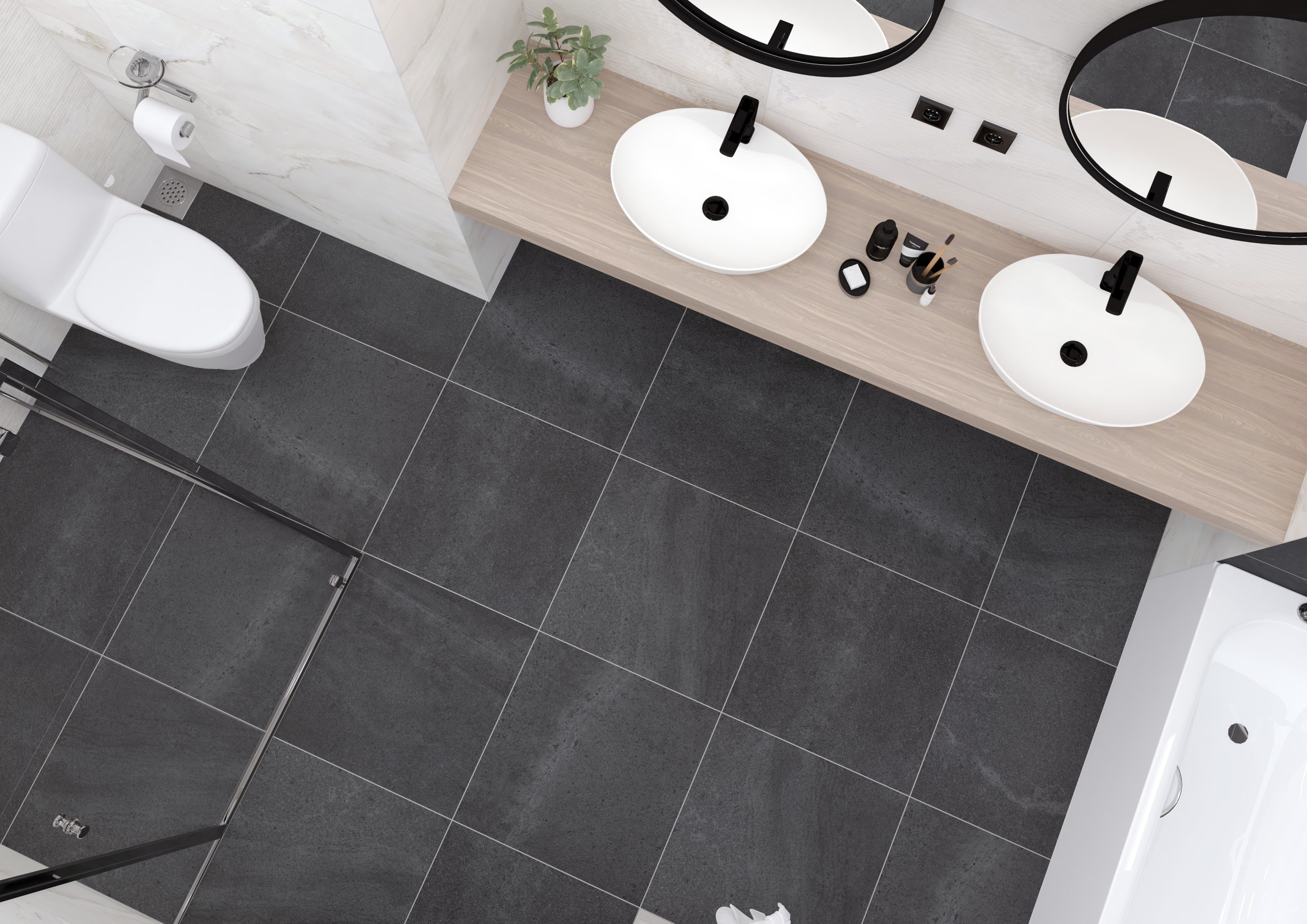 GẠCH ỐP LÁT MATT VÂN ĐÁ MÀU XÁM ĐEN GF37.GGL04 (600x600mm / 300x600mm)