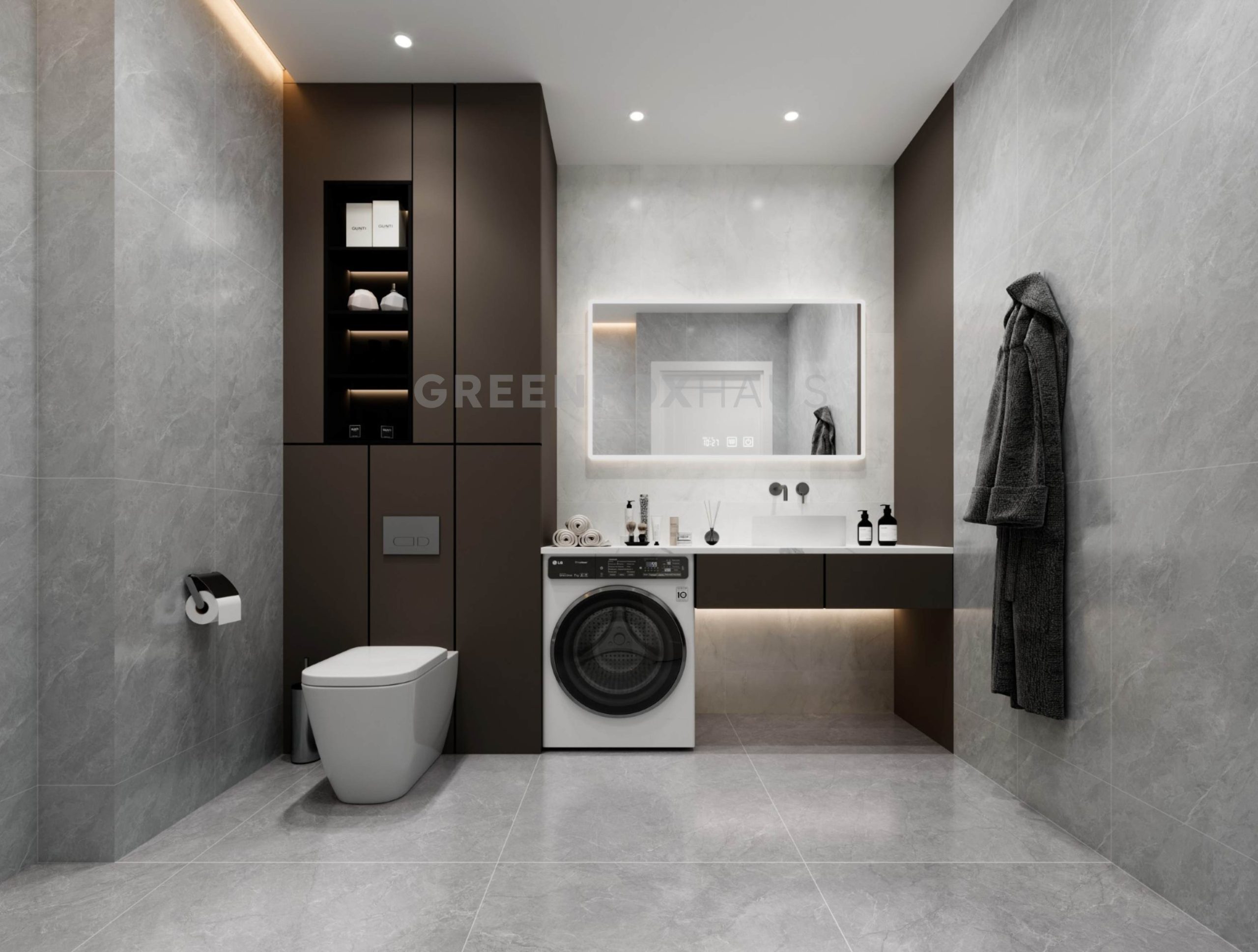 Gạch 80×80 tông xám matt ứng dụng trong nhà vệ sinh