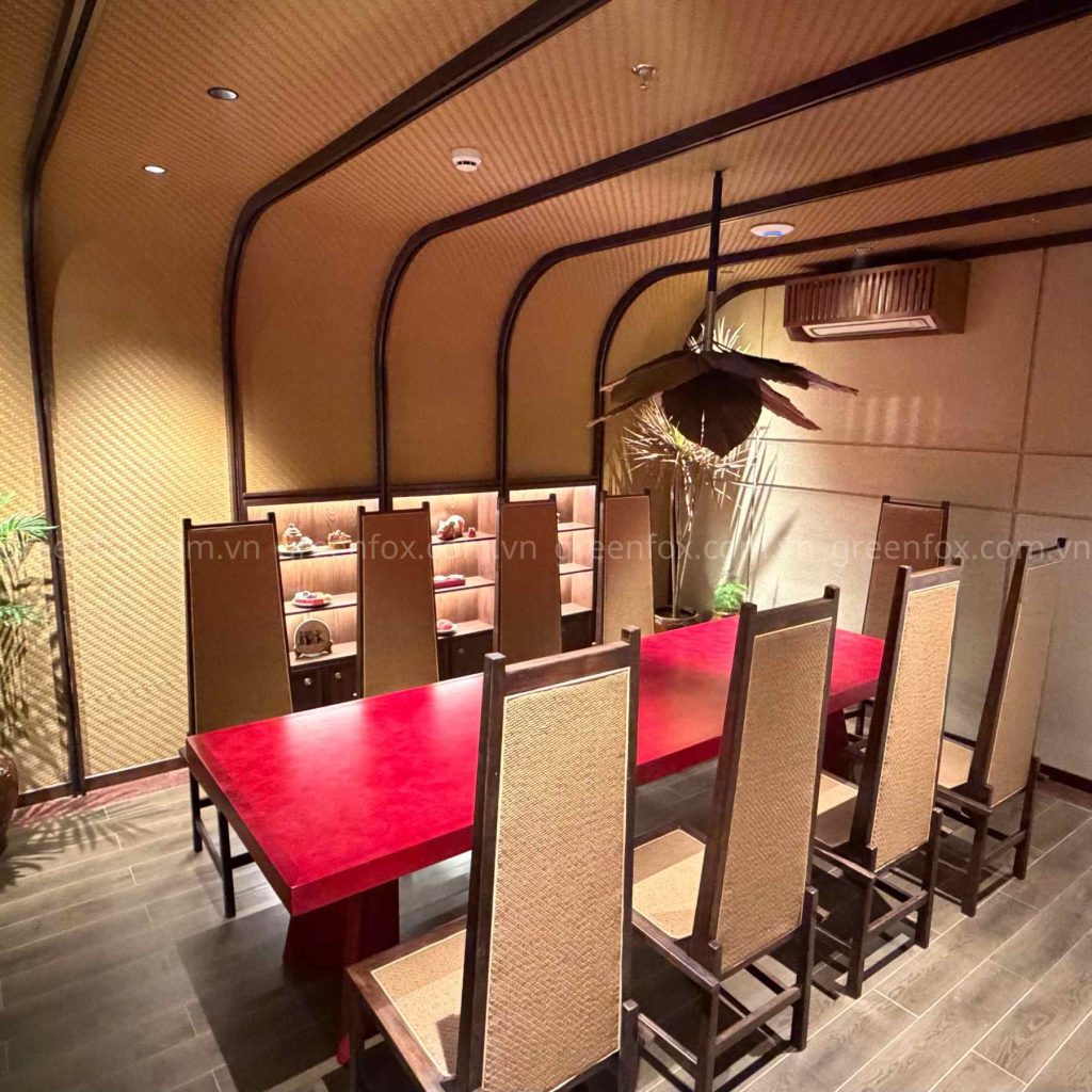 Gạch lát nền sang trọng cho phòng VIP nhà hàng SON sử dụng gạch giả gỗ Greenfox