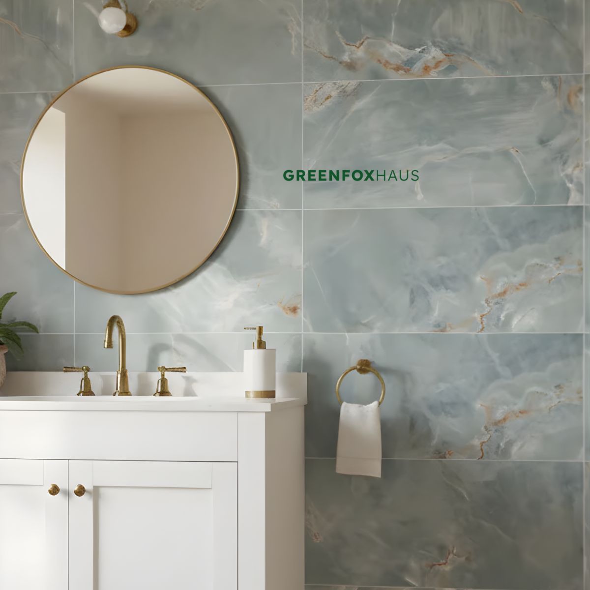 gạch ốp nhà vệ sinh 30x60 men bóng vân đá xanh, gạch ốp tường phòng tắm dễ vệ sinh