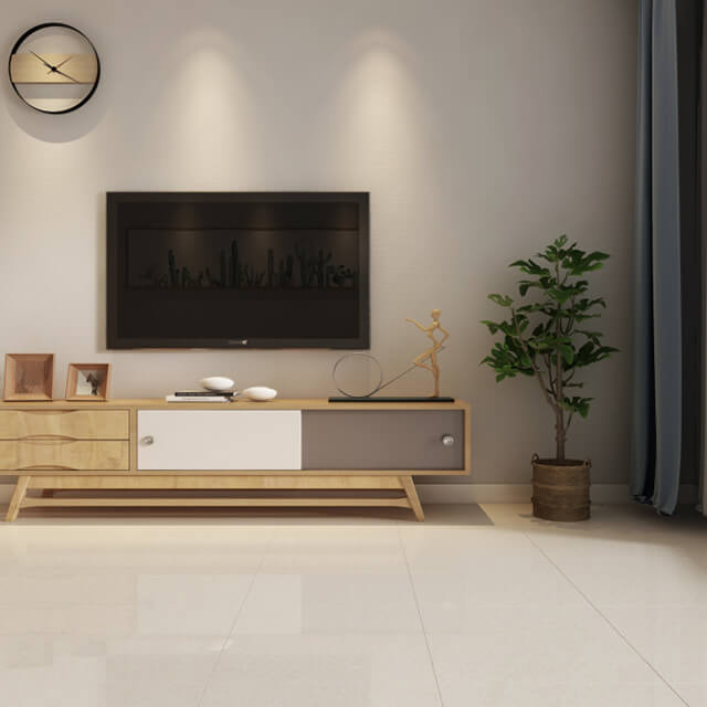 gạch lát nền 40x40 Viglacera màu sáng phòng khách tối giản