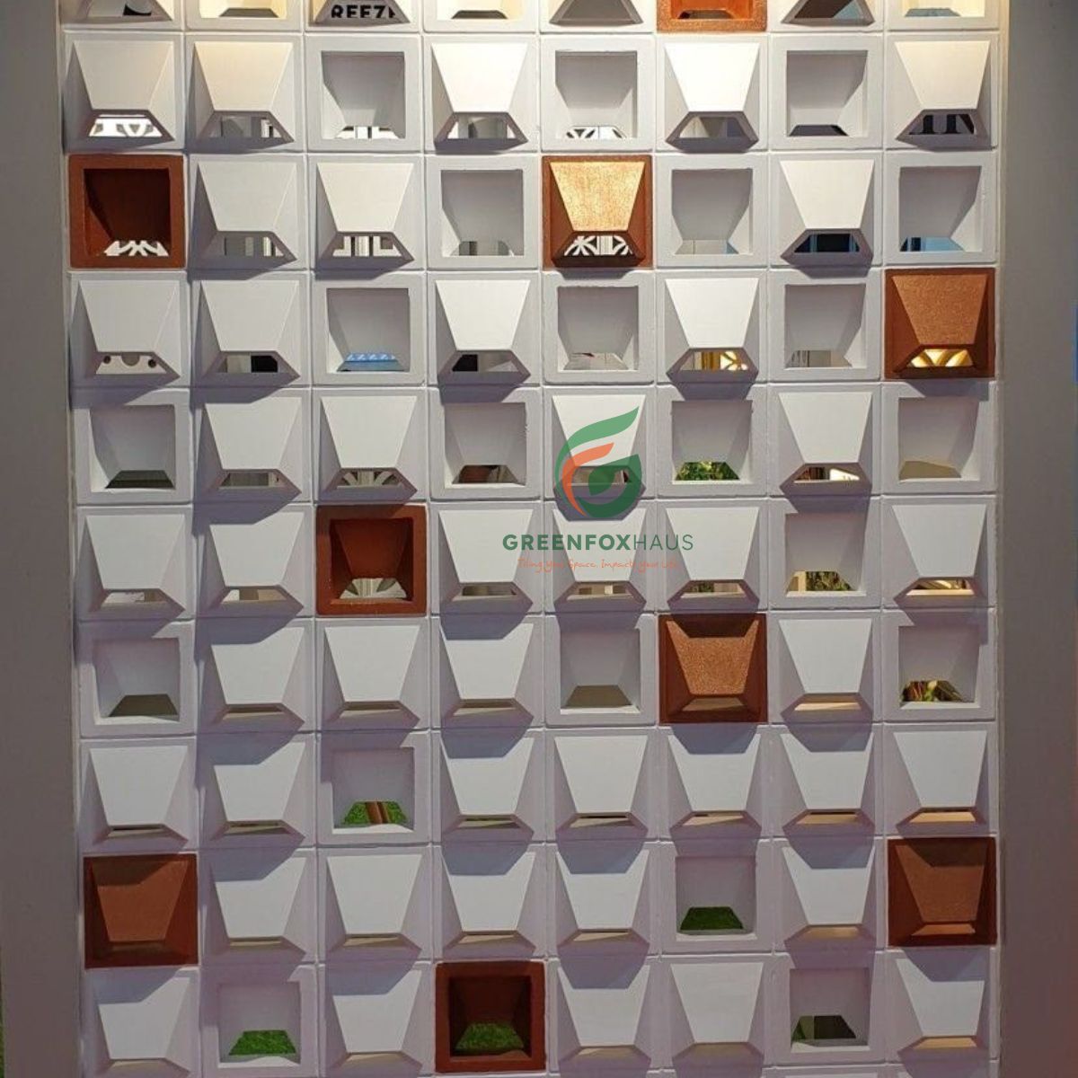 mẫu gạch bông gió bánh ú phối màu, tường gạch hoa gió chống tạt nước và tăng tính thẩm mỹ kiến trúc