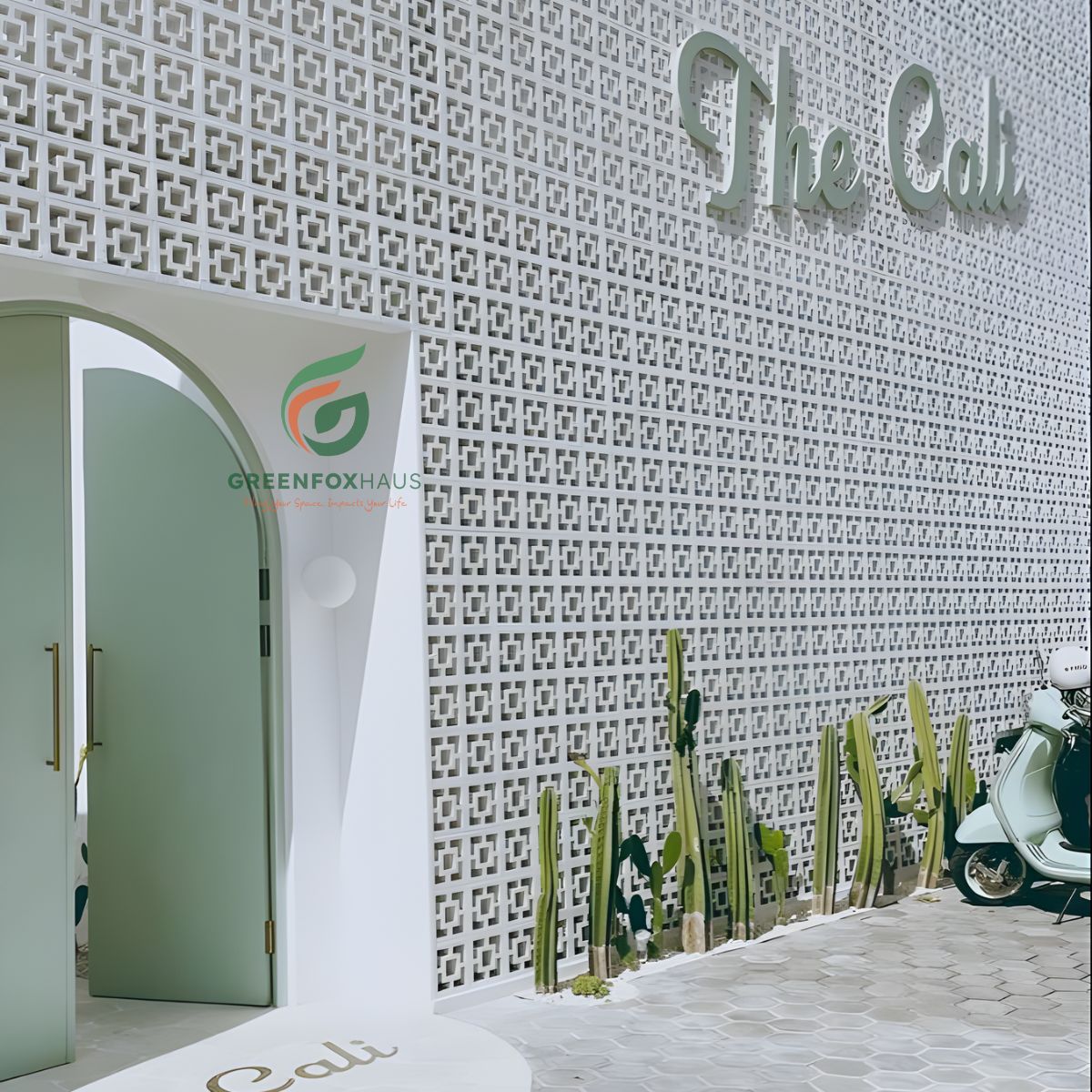 tường gạch bông gió trắng mặt tiền, gạch bông thông gió tạo lớp vỏ thứ hai và duy trì đối lưu không khí