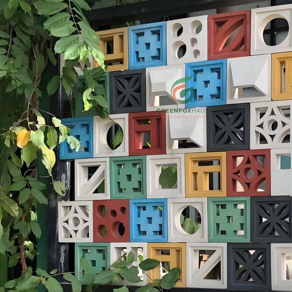 gạch bông gió màu trang trí tường nghệ thuật, mẫu gạch thông gió tráng men đa sắc tăng hiệu ứng thẩm mỹ