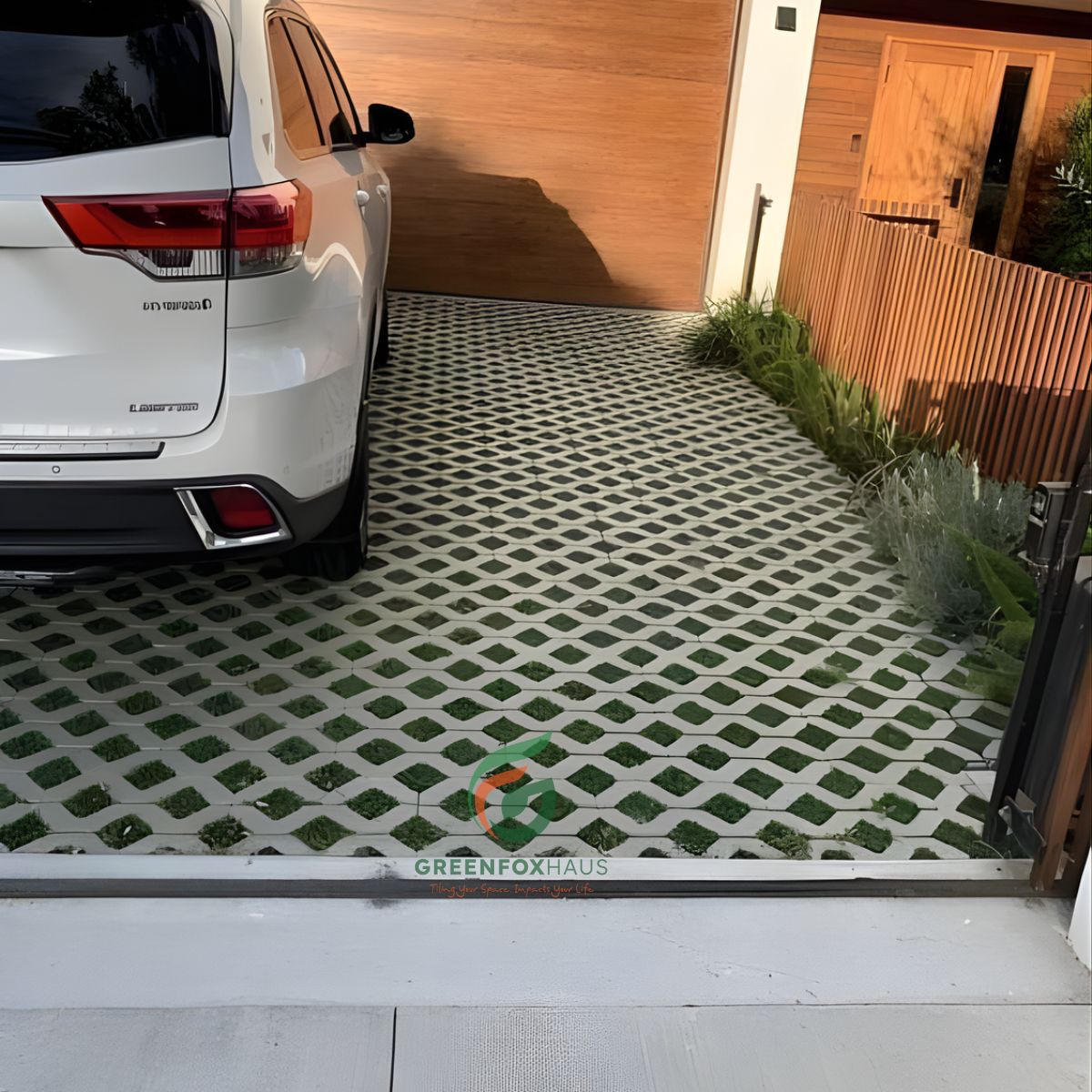gạch bông gió trồng cỏ lát sân gara ô tô, gạch bê tông thông gió chịu lực cao cho lối xe