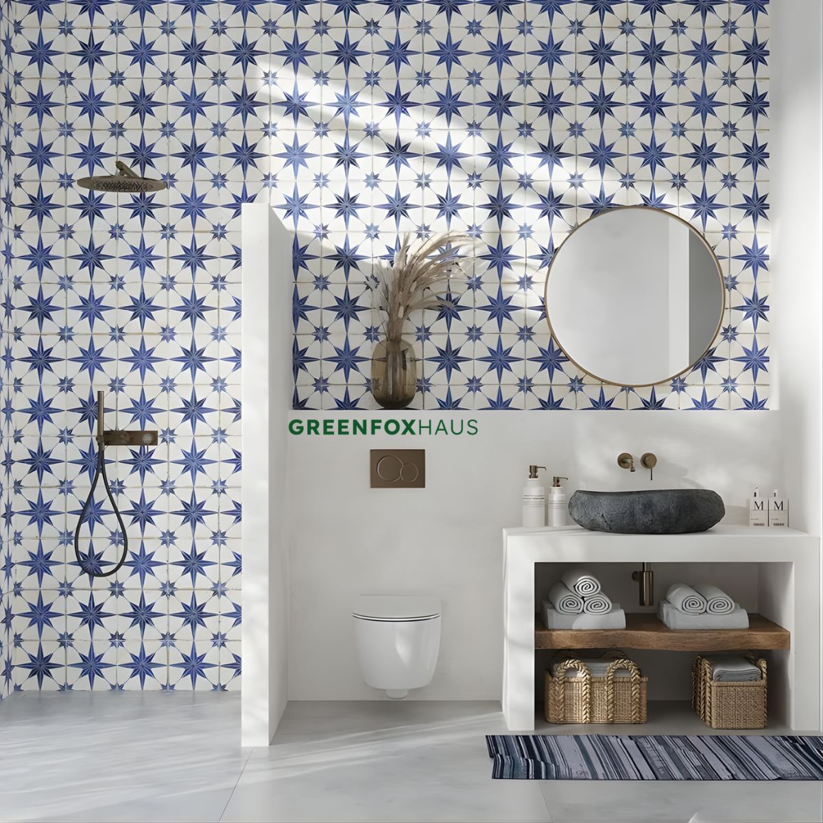 gạch ốp nhà vệ sinh 30x60 họa tiết gạch bông, gạch ốp nhà vệ sinh đẹp