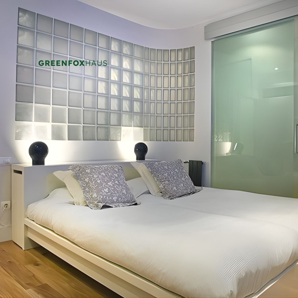 gạch kính trang trí phòng ngủ kết hợp ánh sáng tạo hiệu ứng thẩm mỹ