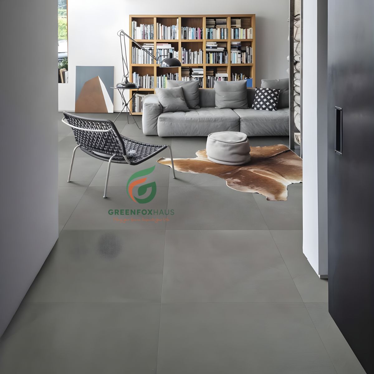 gạch màu xám ghi lát nền không gian nhỏ giúp mở rộng diện tích hiệu quả