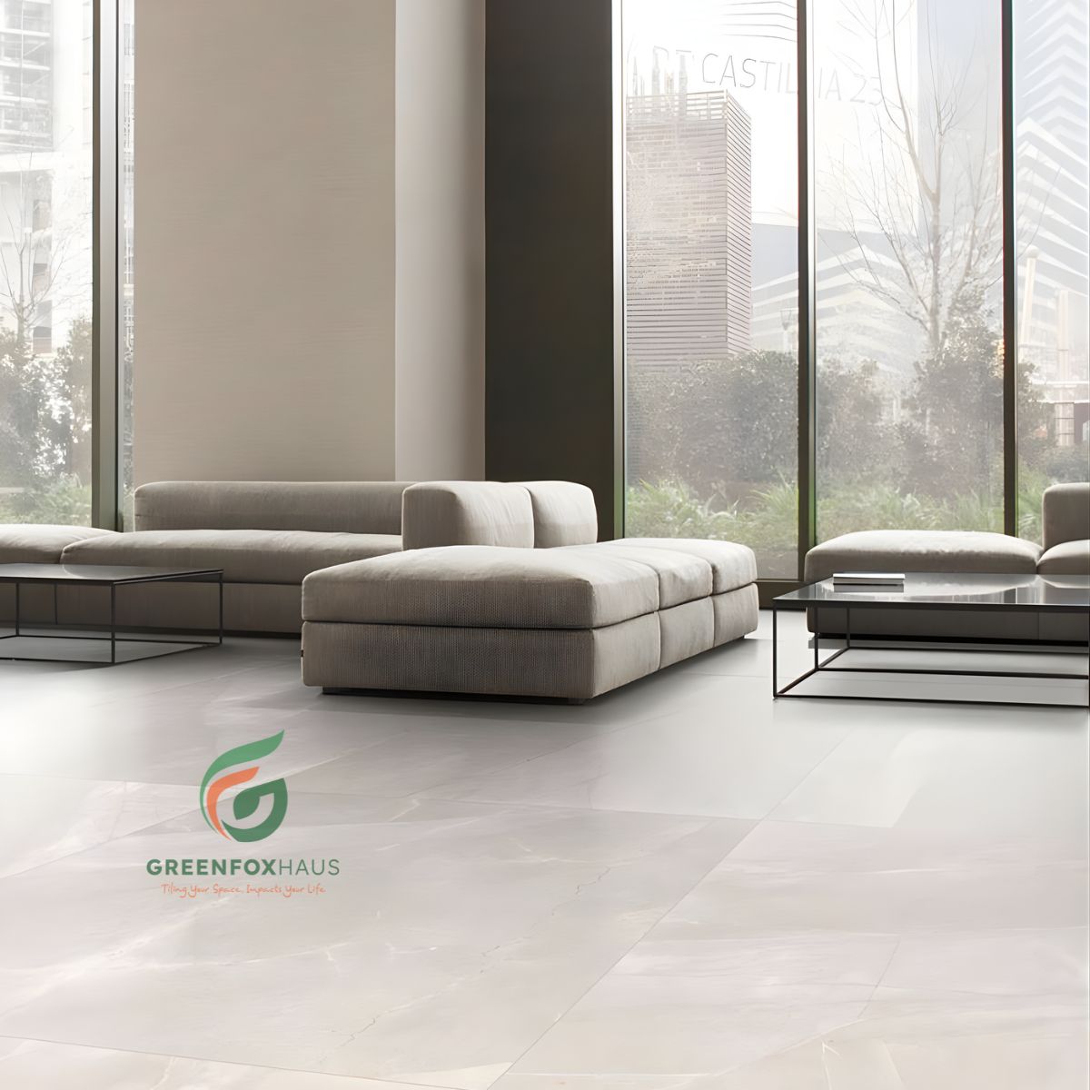 gạch lát nền trắng vân mây bóng cho không gian nội thất cao cấp