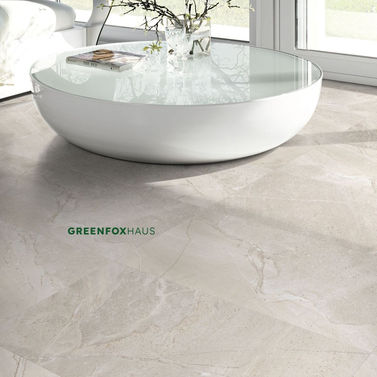 mẫu gạch lát nền trắng vân mây bề mặt mờ chống trơn