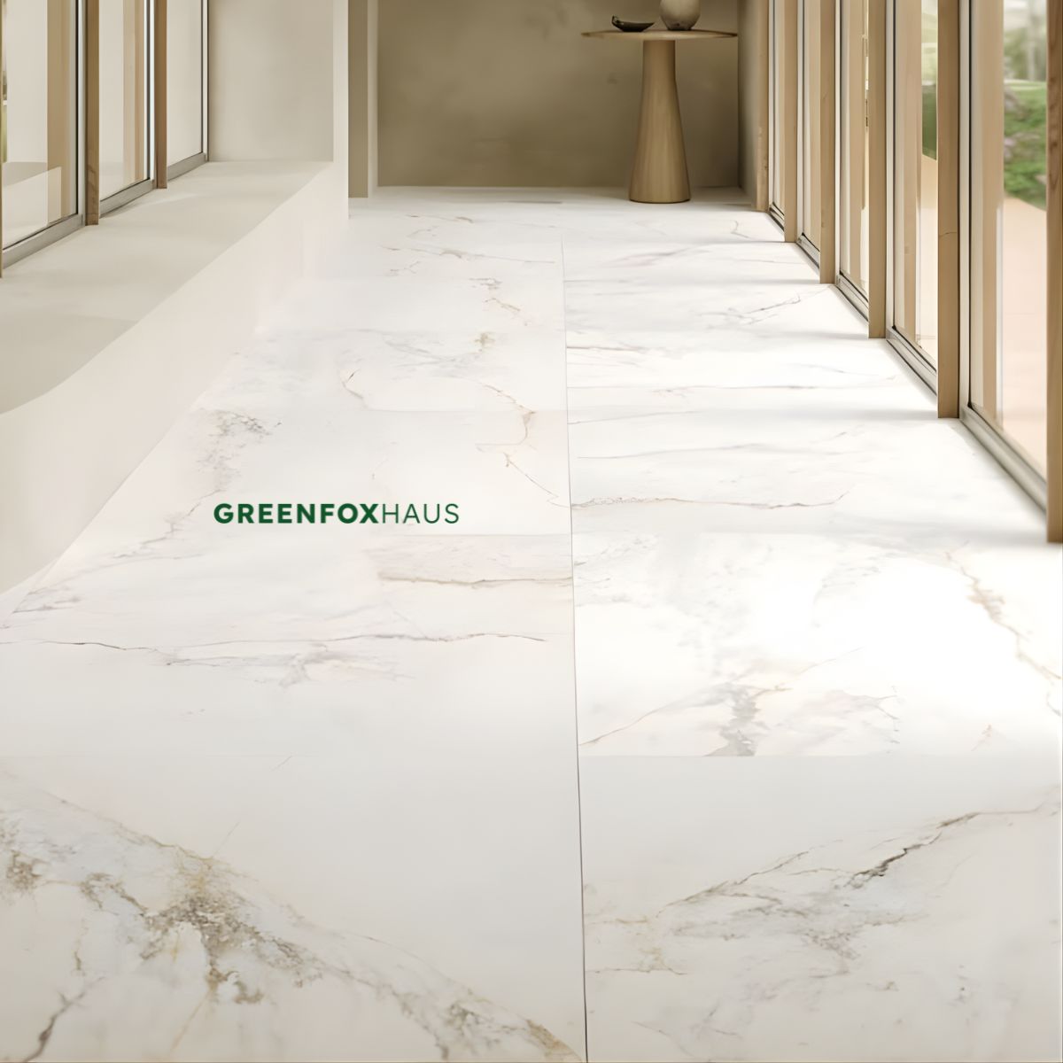 gạch lát nền trắng vân vàng kim hành lang cao cấp