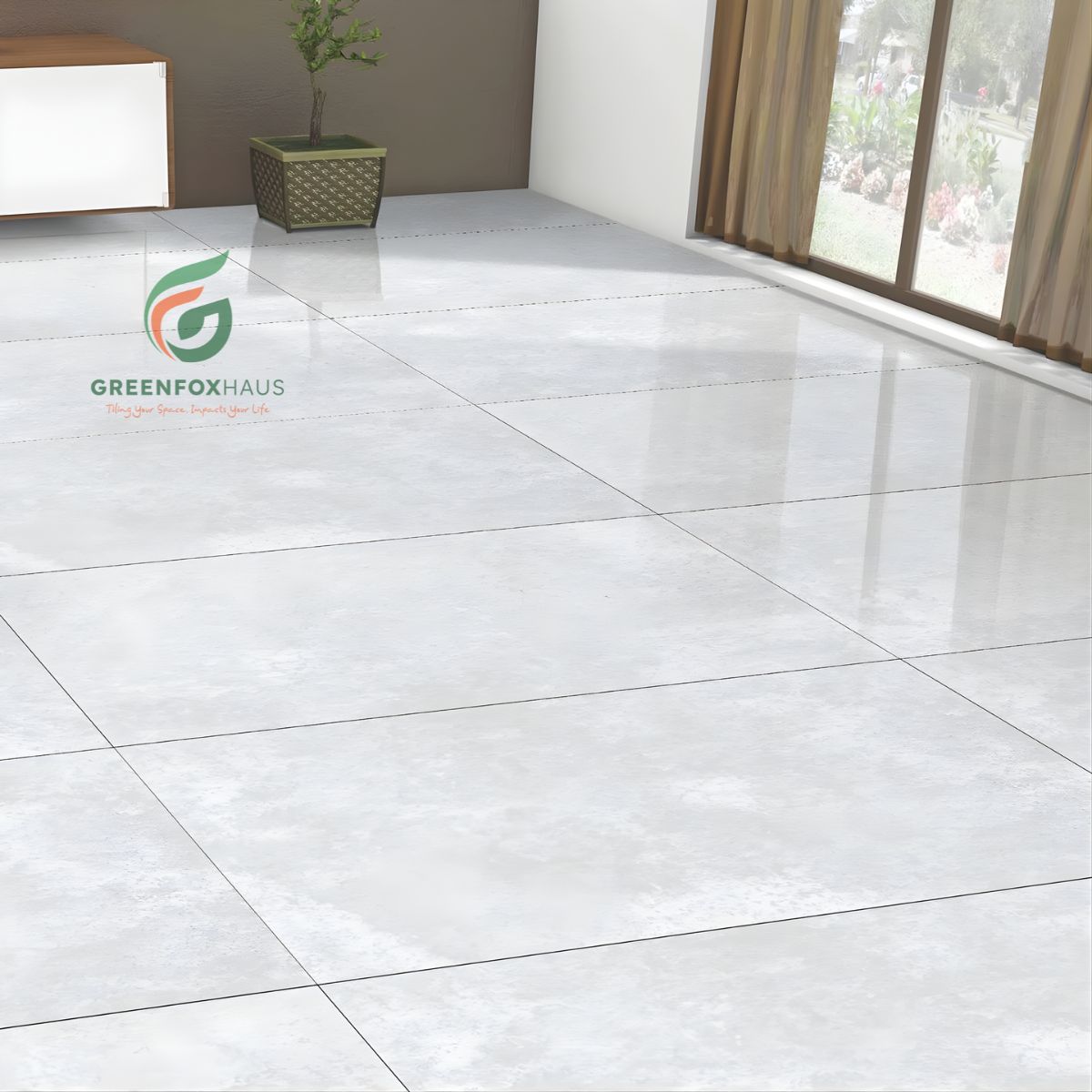 gạch lát nền trắng xám khổ lớn cho không gian rộng