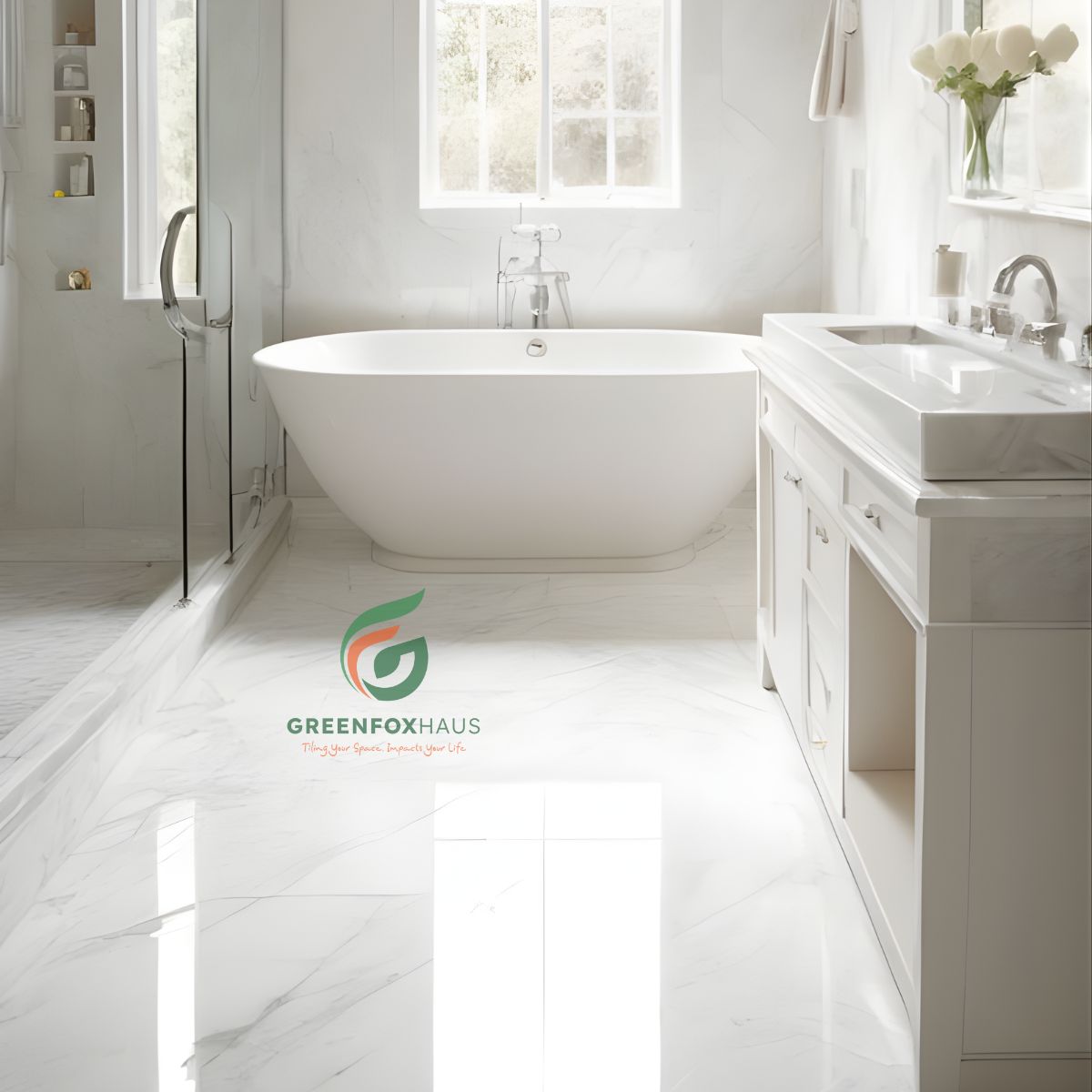 gạch lát nền nhà 80x80 vân đá marble chống thấm cho phòng tắm cao cấp