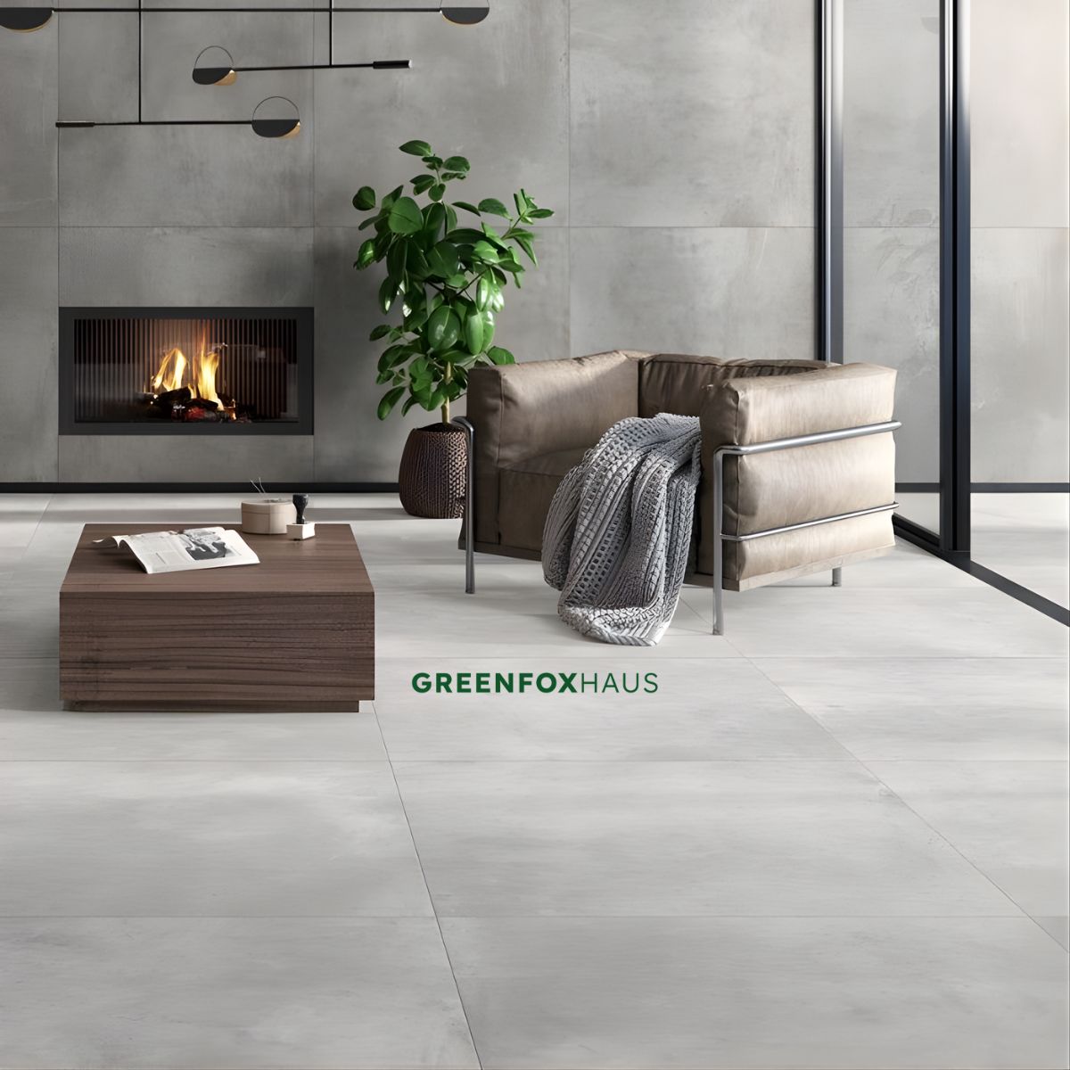 gạch lát nền màu ghi xám hiệu ứng xi măng chống trượt cho phòng khách