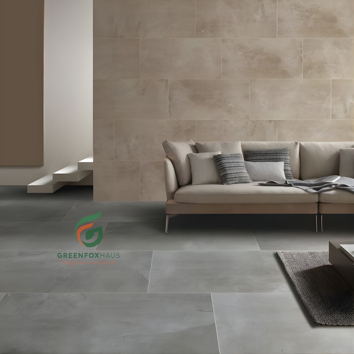 gạch nền xám xi măng phong cách industrial mạnh mẽ và cá tính