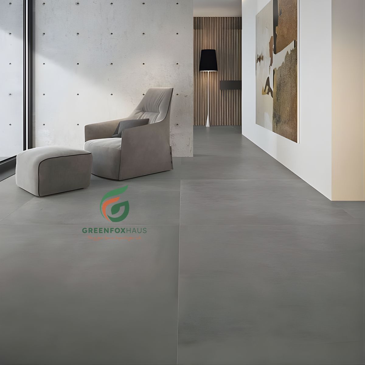 gạch xám đen xi măng lát nền không gian hiện đại sang trọng và bền bỉ