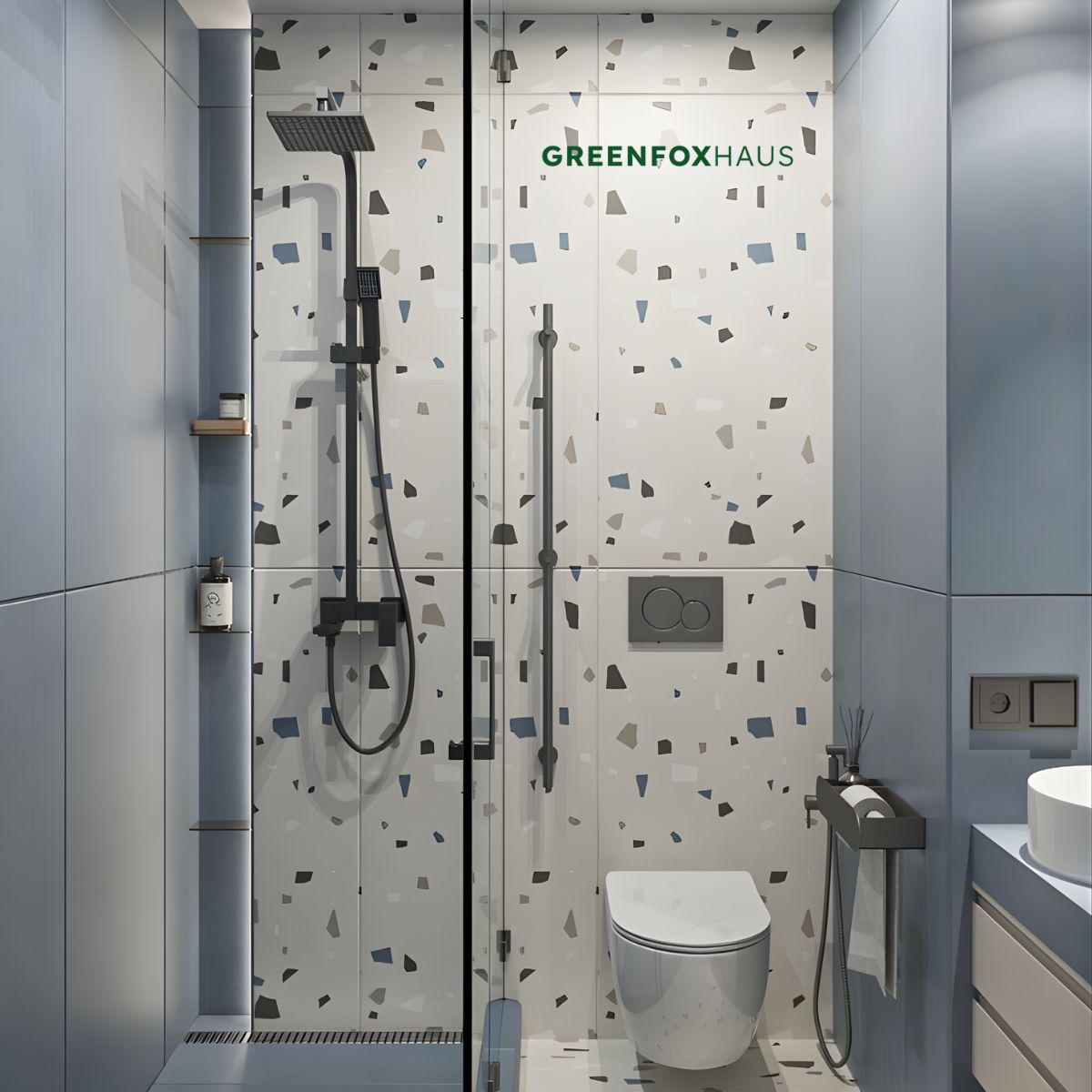 gạch ốp nhà vệ sinh 30x60 họa tiết terrazzo, gạch ốp nhà tắm đẹp