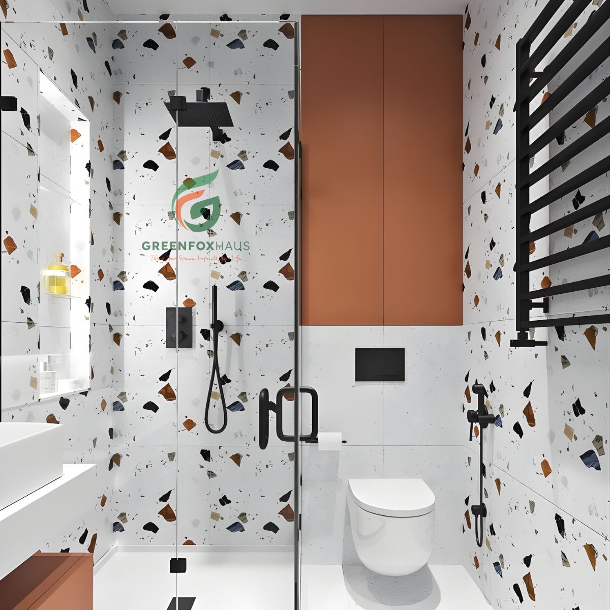 gạch ốp nhà vệ sinh 30x60 terrazzo màu sắc, gạch ốp wc đẹp