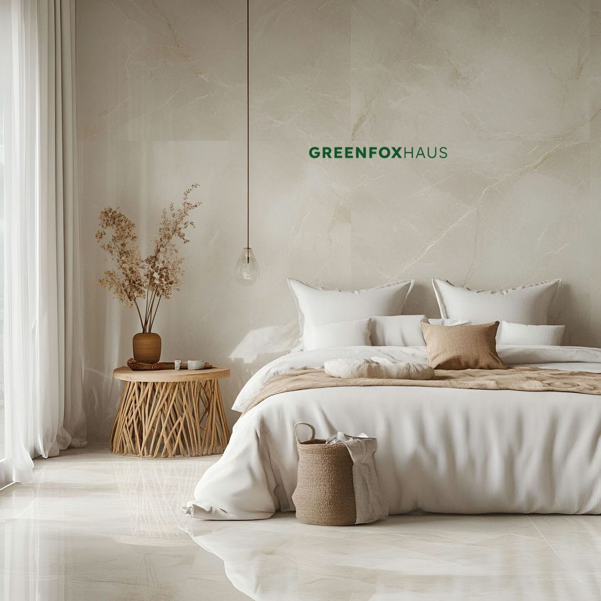 gạch ốp tường 30x60 vân đá marble màu be cho phòng ngủ sang trọng