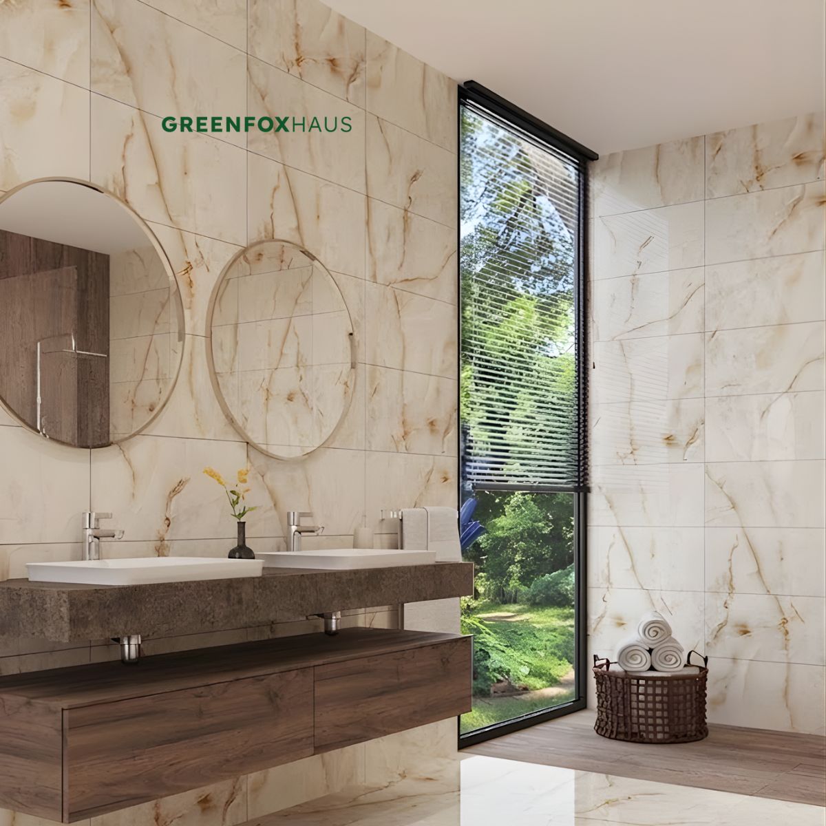 gạch ốp tường 30x60 vân đá marble màu vàng kem cho phòng tắm